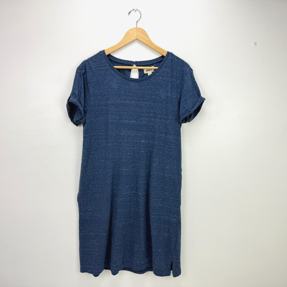 Pact NWT Womens Piper Tee Dress M Organic Cotton French Navy Melange Sustainable